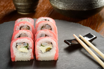 Capers rolls on slate board