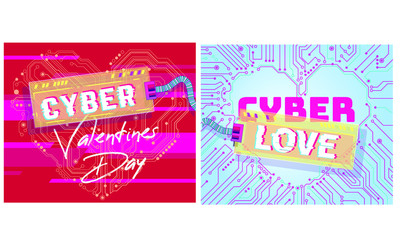 Valentine's day cyber technology, Abstract heart technology. It's a symbol of love. cyberpunk Valentine's day, electronic heart-shaped Valentine cyber technology