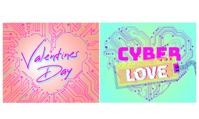 Valentine's day cyber technology, Abstract heart technology. It's a symbol of love. cyberpunk Valentine's day, electronic heart-shaped Valentine cyber technology