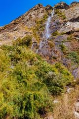 Fototapeta na wymiar Himalayan mountains and forests in Manaslu region, Nepal.