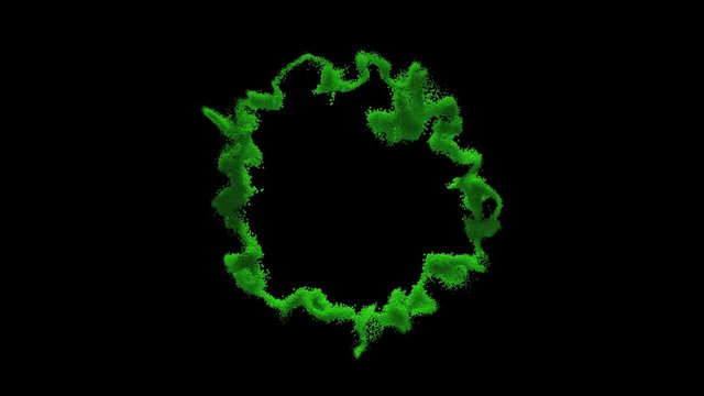 Circular green particles animation in 4K. Object matte included.