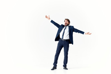 businessman with arms up