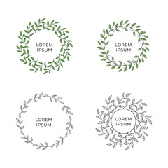 vintage hand drawn floral wreath set