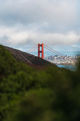 Golden Gate Bridge view from highlands in San Francisco