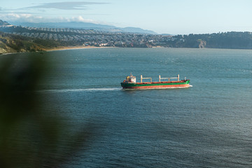 Barge in San Francisco near Golden Gate Bridge