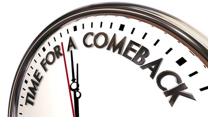 Time for a Comeback Return Rebound Win Clock 3d Animation