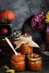 Pumpkin, lemon and apricot kernel jam.