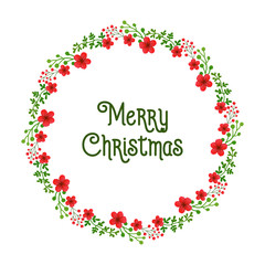 Fototapeta na wymiar Template for card merry christmas, with design shape circle red floral frame. Vector