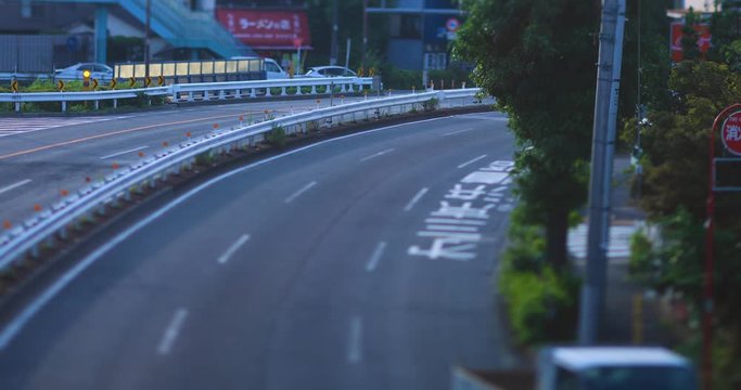 A downtown street at Kanpachi avenue in Tokyo daytime tilt-shift
