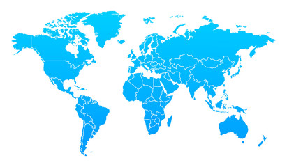 Detailed Blue Gradient World Map Separated Country Vector Design