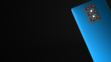 3d rendering of mutilple camera smartphone system concept