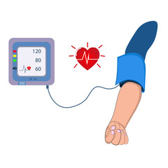 Digital device Medical equipment for measuring pressure, Diagnose hypertension, heart, vector illustrations concept healtycare