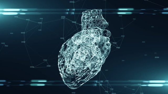 Human Heart medicine organ transplant printing simulation 3D animation