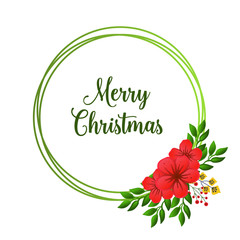 Various shape frame with artwork of red flower, for invitation card merry christmas. Vector