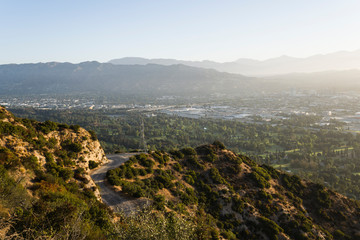 Early morning view of Glendale and the San Fernando Valley in Los Angeles, California.  Shot from Griffith Park looking towards the San Gabriel Mountains.