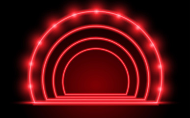 Naklejka premium red neon with spotlight in the studio room