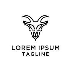 Goat Sheep Head  Logo Temaplate