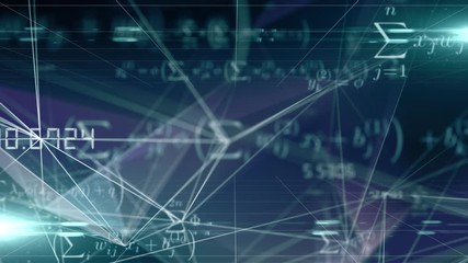 Math equations. Flight through numbers, formula and math equations. - Powered by Adobe