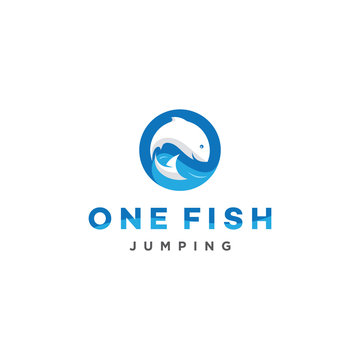 initial letter o with one fish logo design illustration