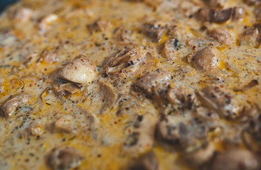 Close up of Creamy Mushroom in Bechamel sauce.