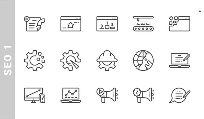 seo 1 icon set. Outline Style. each made in 64x64 pixel