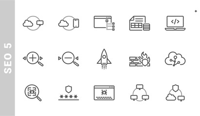 seo 5 icon set. Outline Style. each made in 64x64 pixel