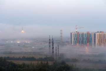 fog over a construction site