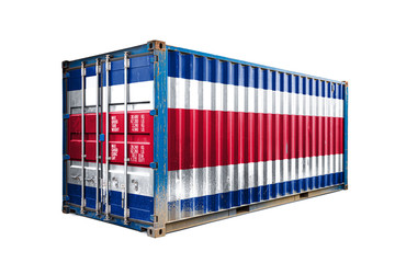  The concept of  Costa Rica  export-import, container transporting and national delivery of goods. The transporting container with the national flag of Costa Rica, view front