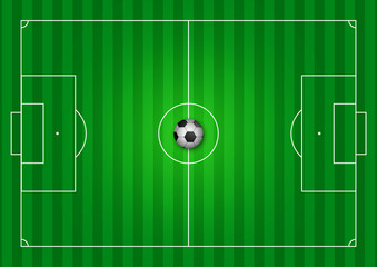 Football field with football on center vector illustration