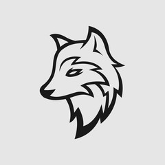 Fox head logo gaming esport in black and white