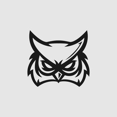 Owl head logo gaming esport in black and white