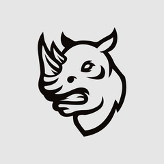 Rhino head logo gaming esport in black and white