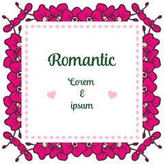 Template wedding card romantic, pattern purple floral frame elegant. Vector