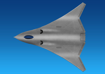 Fototapeta na wymiar Futuristic fantasy stealth plane. Original digital illustration.