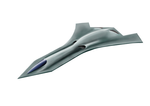Futuristic fantasy stealth plane. Original digital illustration.