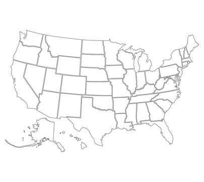 United States of America map. High detailed border. Vector illustration.