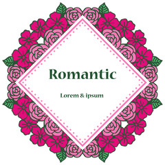 Bright colorful rose floral frame, for greeting card or invitation romantic. Vector