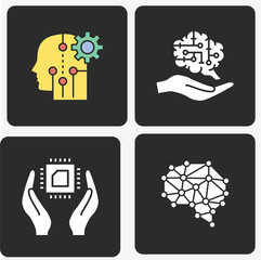 Artificial intelligence icons set. Vector illustration isolated.
