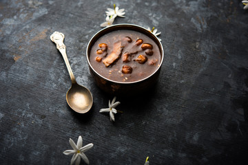 ambrosia or Panchamrit or Panchamrut or Panchamrutham or Panchamrutha is a sweet and sour food offered in prayers or puja to hindu Deity or gods