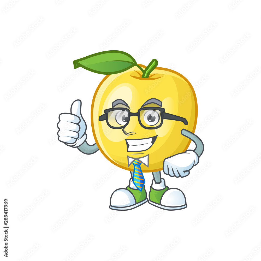 Wall mural Businessman golden apple fruit cartoon on white background