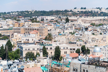 Obraz premium View from the bell tower of the Lutheran Church of the Redeemer in the Old City in Jerusalem, Israel