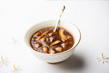 ambrosia or Panchamrit or Panchamrut or Panchamrutham or Panchamrutha is a sweet and sour food offered in prayers or puja to hindu Deity or gods