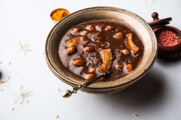 ambrosia or Panchamrit or Panchamrut or Panchamrutham or Panchamrutha is a sweet and sour food offered in prayers or puja to hindu Deity or gods