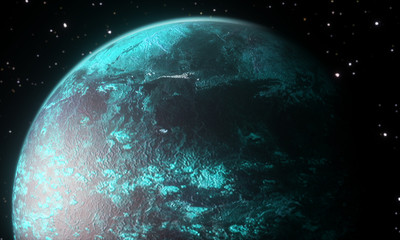3d render of abstract old planet in process of explosion on black background