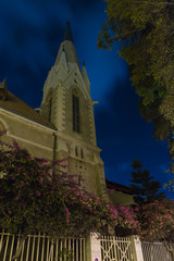 View at night on the current Lutheran Church Emmanuel. Built in 1904 in the American colony in Yafo.