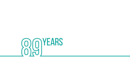 89 years anniversary or birthday. Linear outline graphics. Can be used for printing materials, brouchures, covers, reports. Stock Vector illustration isolated on white background