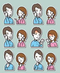 Fototapeta premium カップルの表情のイラスト