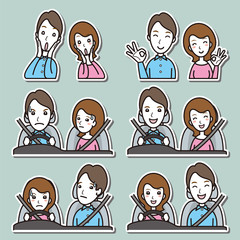 カップルの表情のイラスト