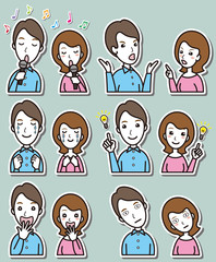 Fototapeta premium カップルの表情のイラスト