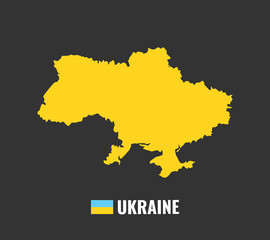 High detailed vector map of Ukraine. Name country, flag and pointer set. Flat vector illustration.